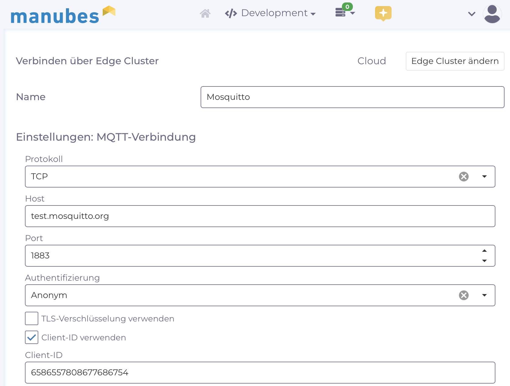 UNS-Integration mit manubes: MQTT-Broker-Verbindung