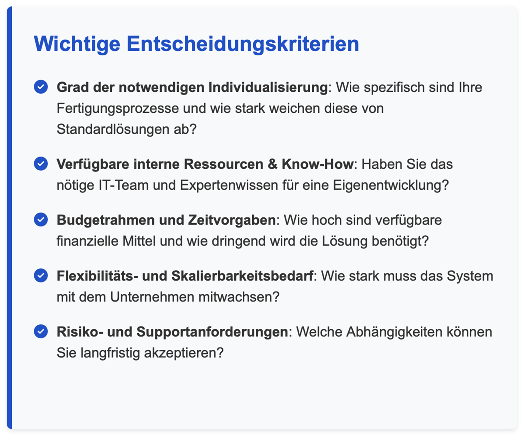 MES: Make or Buy? Wichtige Entscheidungskriterien