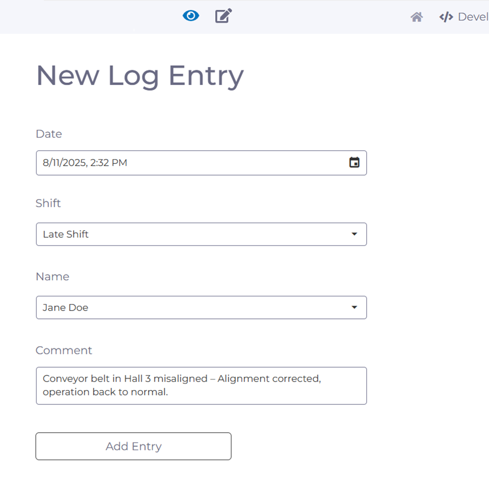 Digital logging of shift events