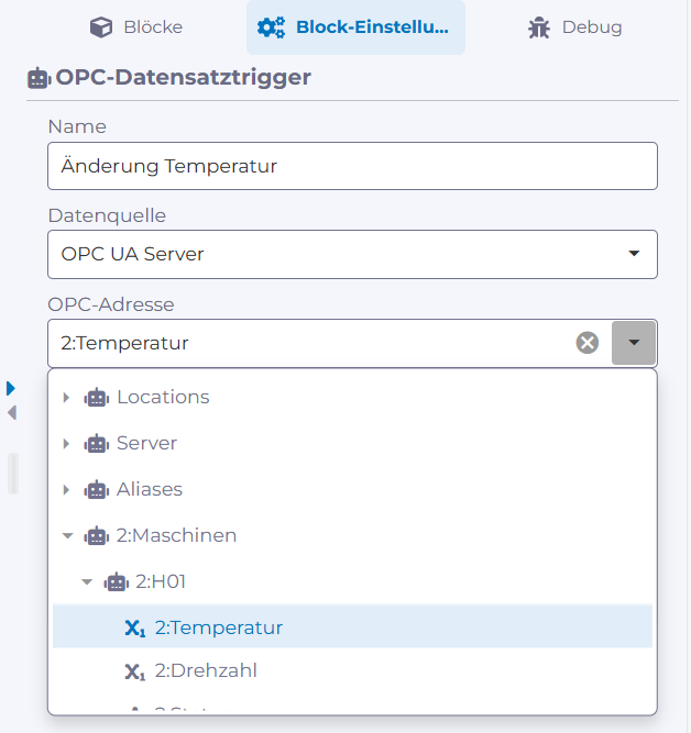 manubes Workflow Designer: OPC UA-Anbindung