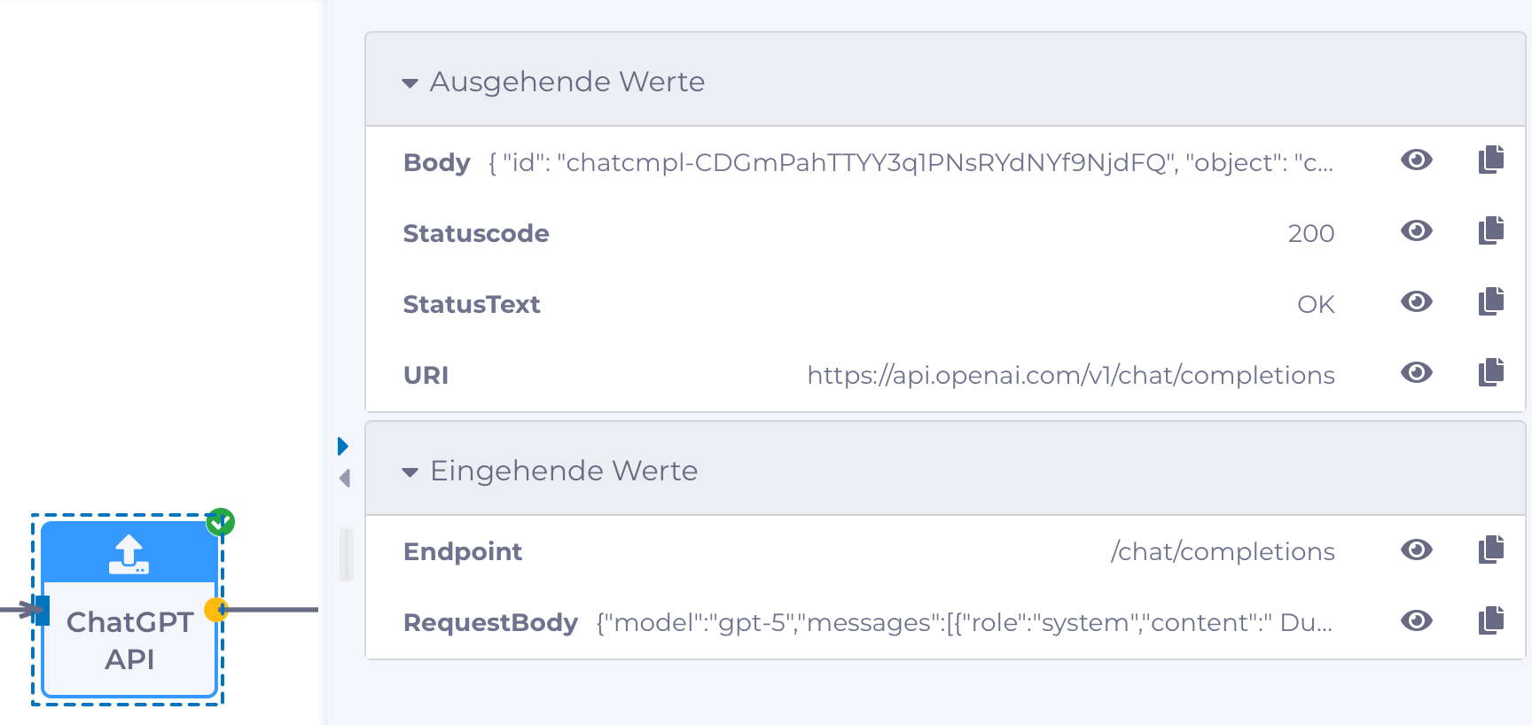 REST-Aufruf der ChatGPT-API: JSON-Übermittlung