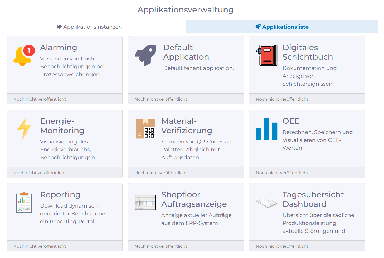 manubes-Applikationsübersicht