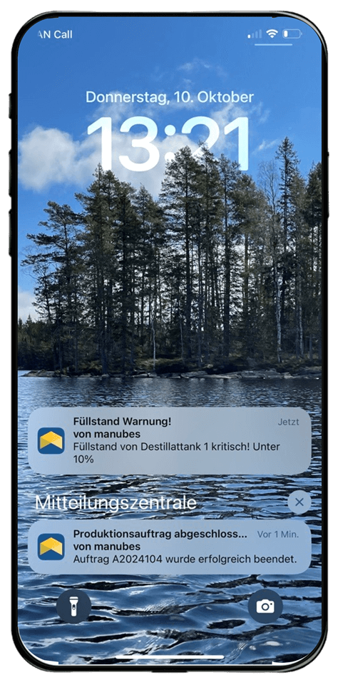 Mobile notifications and alarms with manubes
