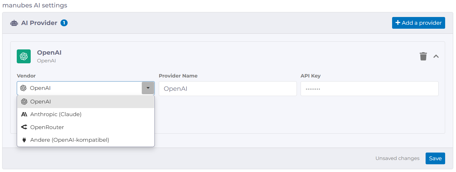 manubes AI Settings