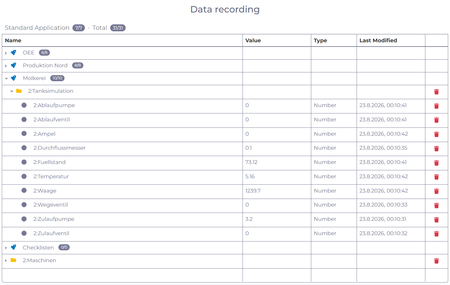 manubes Data Recording View